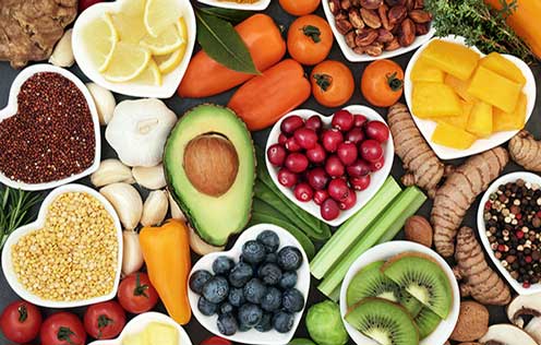 gesunde Nahrungsmittel wie Obst und Gemüse